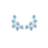 2.76ct Diamond Blue Topaz 18K Gold Cluster Climber Earrings