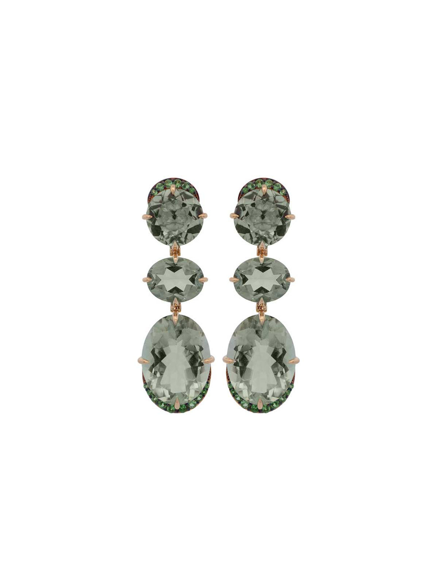 29.92ct Green Amethyst Tsavorita 18K Gold Earrings