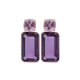 55.35cts Amethyst Kunzite 18K Gold Earrings