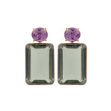 73.8cts Green Amethyst Kunzite 18K Golg Earring