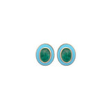3.90ct Emerald Turquoise 14K Gold Stud Earrings
