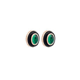 3.68ct Emerald Onyx 14K Gold Stud Earrings