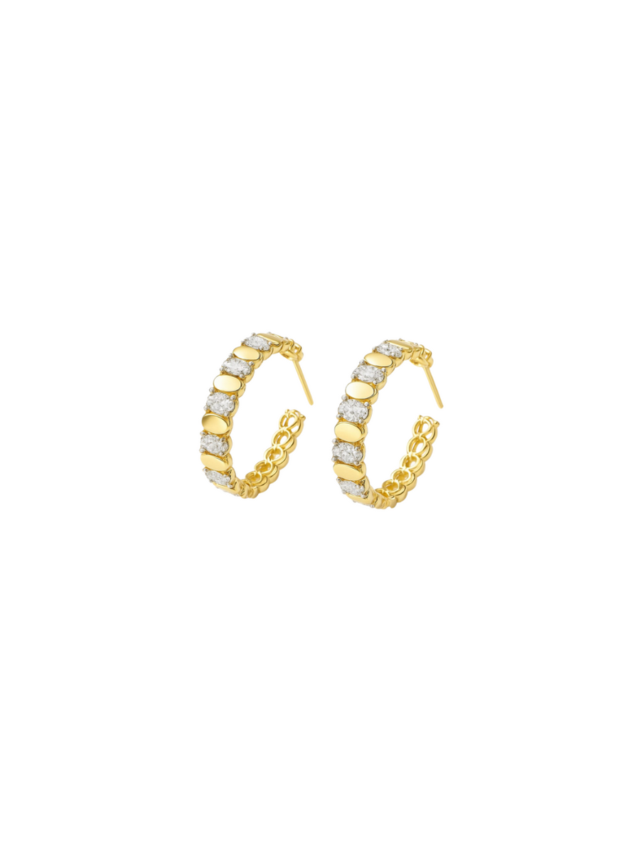 1.54ct Diamond 14K Gold Hoop Earrings