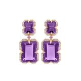 24.75 Amethyst Pink Sapphire Diamond 18K Earrings