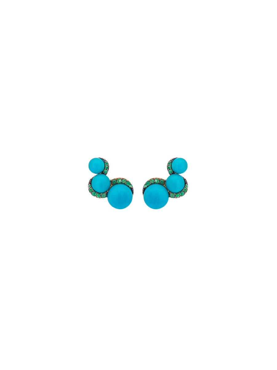 6.341ct Arizona Turquoise Emerald 18k Earrings