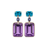 36.855cts Pink Amethyst Tanzanite Diamond 18K Gold Earring