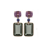 47.982cts Amethyst, Kunzite, Tanzanite and Diamond 18K Gold Earring