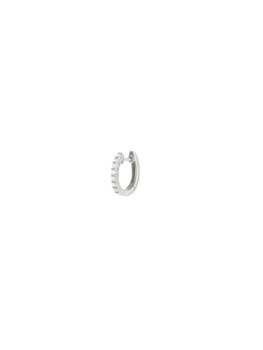 0.10ct Diamond 18k White Gold Hoops - One Side