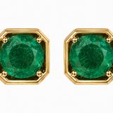 0.811ct Emerald 14K Gold Dainty Bezel Earrings