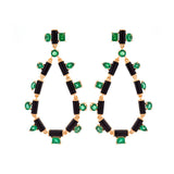 Emerald Onyx 14K Gold Multi Shaped Teardrop Earrings