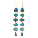 22.02ct Opal Diamond Dangle 14K Gold Earrings