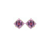 13.54ct Diamond Kunzite Tanzanite 18K Gold Halo Earrings