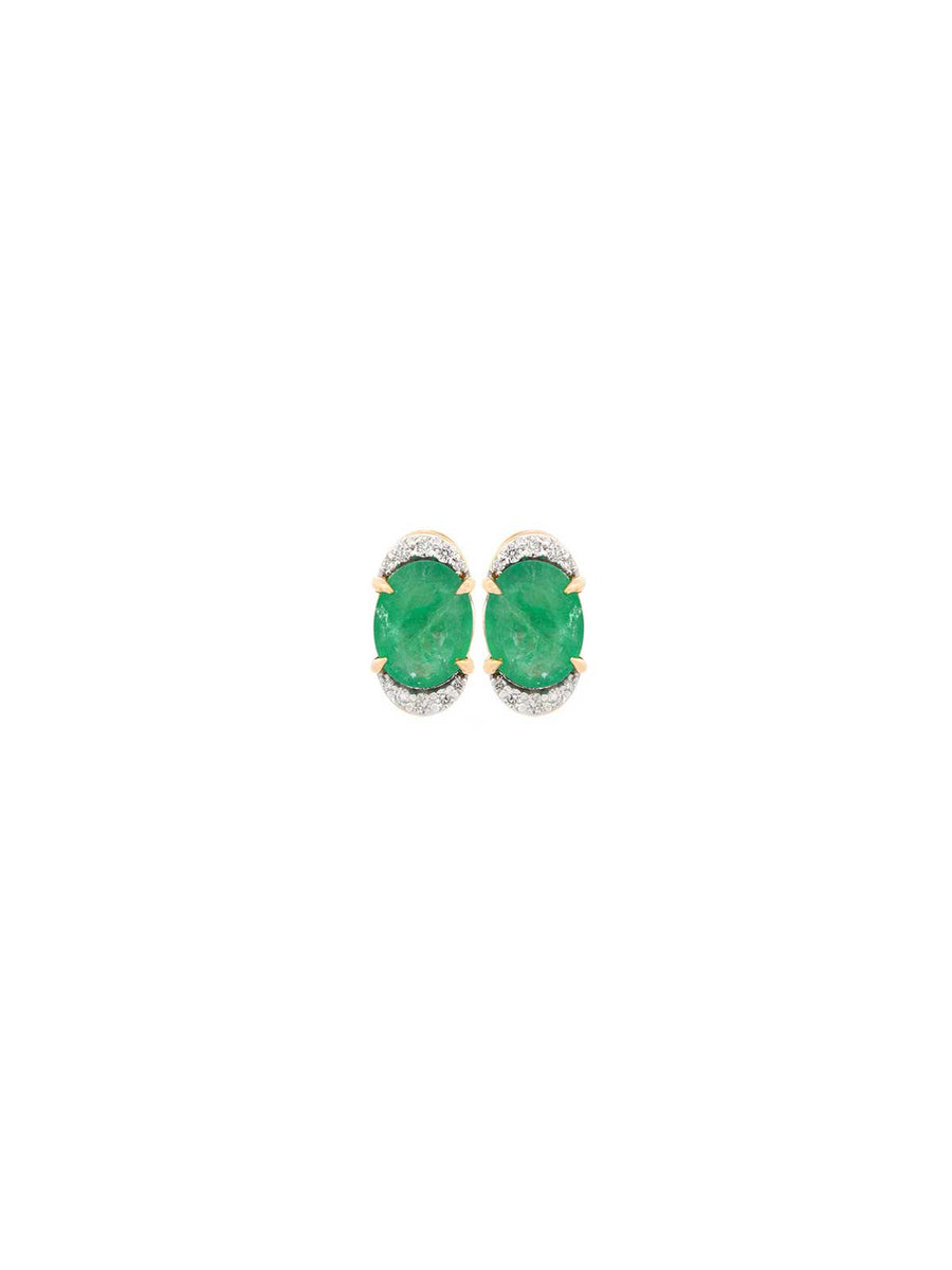 11.98ct Diamond Emerald Turquoise 18K Gold Day & Night Earrings