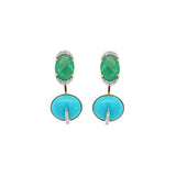 11.98ct Diamond Emerald Turquoise 18K Gold Day & Night Earrings