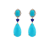 73.83ct Turquoise 18K Gold Dangle Earrings