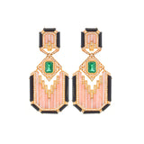3.79ct Diamond Emerald Sapphire 18K Gold Earrings