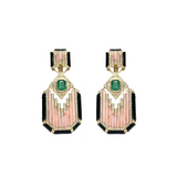 2.15ct Diamond Emerald Sapphire 18K Gold Earrings