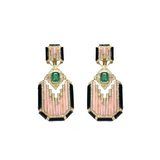 2.15ct Diamond Emerald Sapphire 18K Gold Earrings