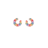 8.04ct Diamond Multi Sapphire 18K Gold Cluster Earrings