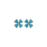 1.20ct Turquoise 18K Gold Heart Cut Clover Stud Earrings