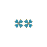 1.20ct Turquoise 18K Gold Heart Cut Clover Stud Earrings