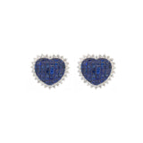 8.10ct Sapphire Diamond 18K Gold Heart Shaped Earrings