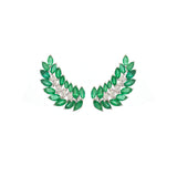 5.05ct Diamond Emerald 18K Gold Leaf Climber Earrings