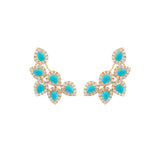 1.06ct Turquoise Diamond 18K Gold Cluster Climber Earrings