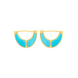 1.06ct Diamond Turquoise 18K Gold Hoop Earrings