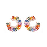 8.04ct Diamond Multi Sapphire 18K Gold Cluster Earrings
