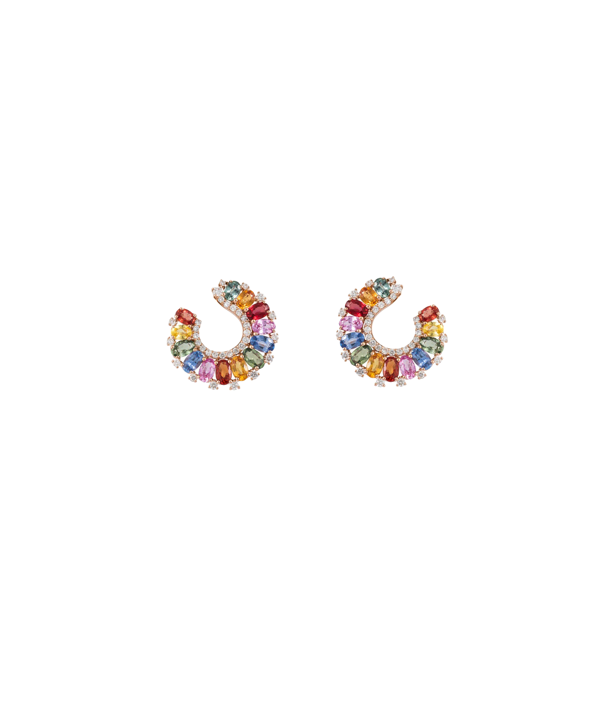 8.04ct Diamond Multi Sapphire 18K Gold Cluster Earrings