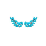Turquoise 18K Gold Cluster Climber Earrings