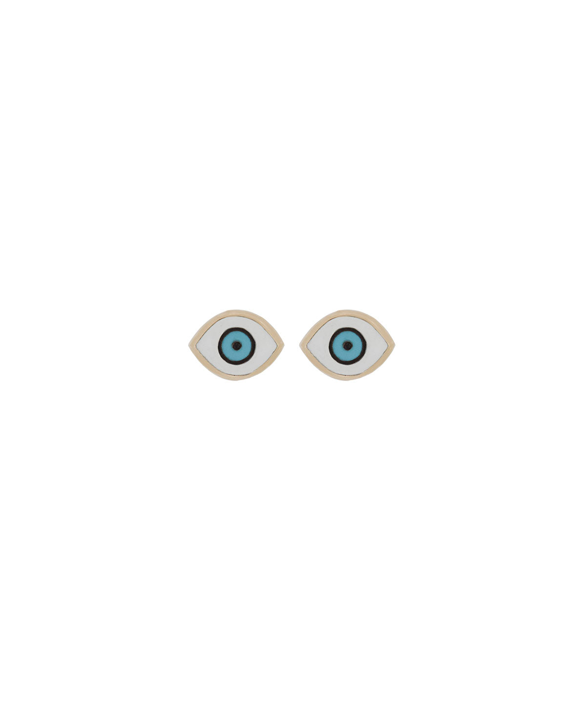 14K Gold Evil Eye Dainty Stud Earrings