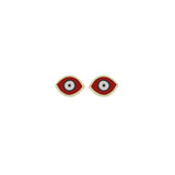 14K Gold Evil Eye Dainty Stud Earrings