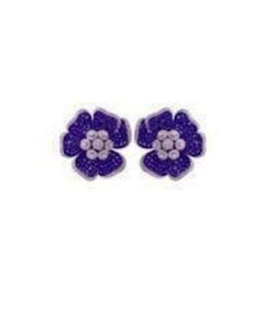 6.95ct Diamond Blue Sapphire 14K Gold Flower Stud Earrings