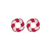 4.15ct Diamond Ruby 14K Gold Circle Earrings