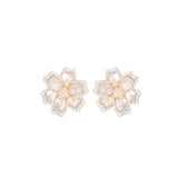 1.26ct Diamond Mother Of Pearl 14K Gold Flower Stud Earrings