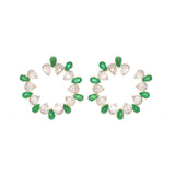 5.32ct Diamond Emerald 14K Gold Cluster Earrings