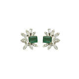 2.7ct Emerald Diamond 14K Gold Leaf Earrings