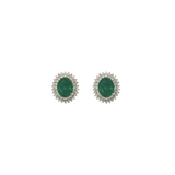 5.45ct Emerald Diamond 18K Gold Halo Stud Earrings