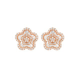4.75ct Diamond 14K Gold Pave Flower Earrings