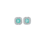 7.75ct Diamond Emerald Platinum Halo Earrings