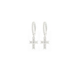 0.70ct Diamond 18K Gold Cross Dangle Drop Earrings