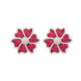 5.13ct Ruby Diamond 14K Gold Flower Earrings