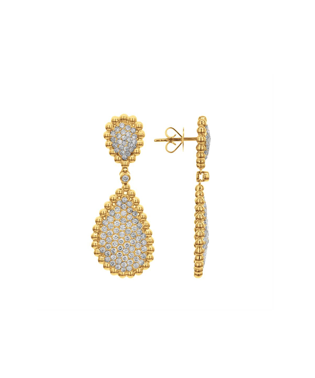 2.10ct Diamond 14K Gold Dangle Earrings
