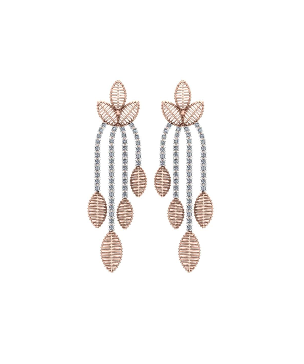 2.54ct Diamond 14K Gold Flower Dangle Earrings