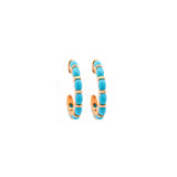 3.10ct Turquoise 14K Gold Half Hoop Earrings