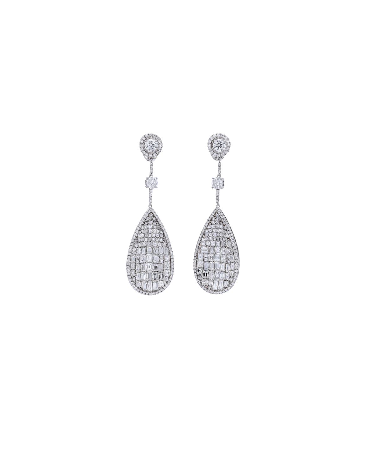 15.35ct Diamond 18K Gold Statement Dangle Earrings