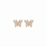 0.10ct Diamond 14K Gold Dainty Butterfly Stud Earrings