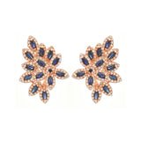 3.52ct Diamond Sapphire 14K Gold Leaf Earring